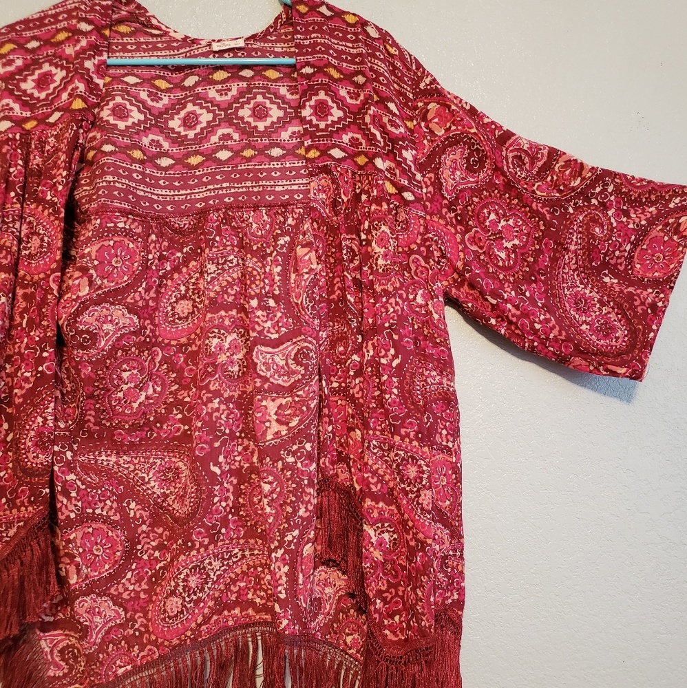 Hollister Flowy Fringe Kimono Cardigan